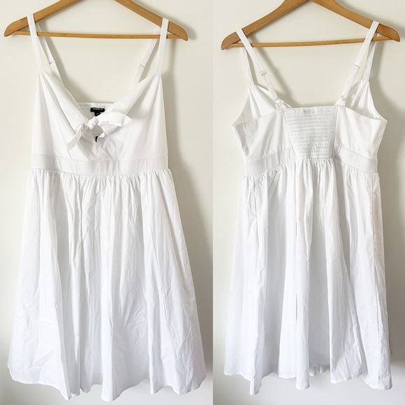 Torrid Mini Poplin Tie-Front Skater Dress White 00 M 10 NWT - Picture 4 of 13